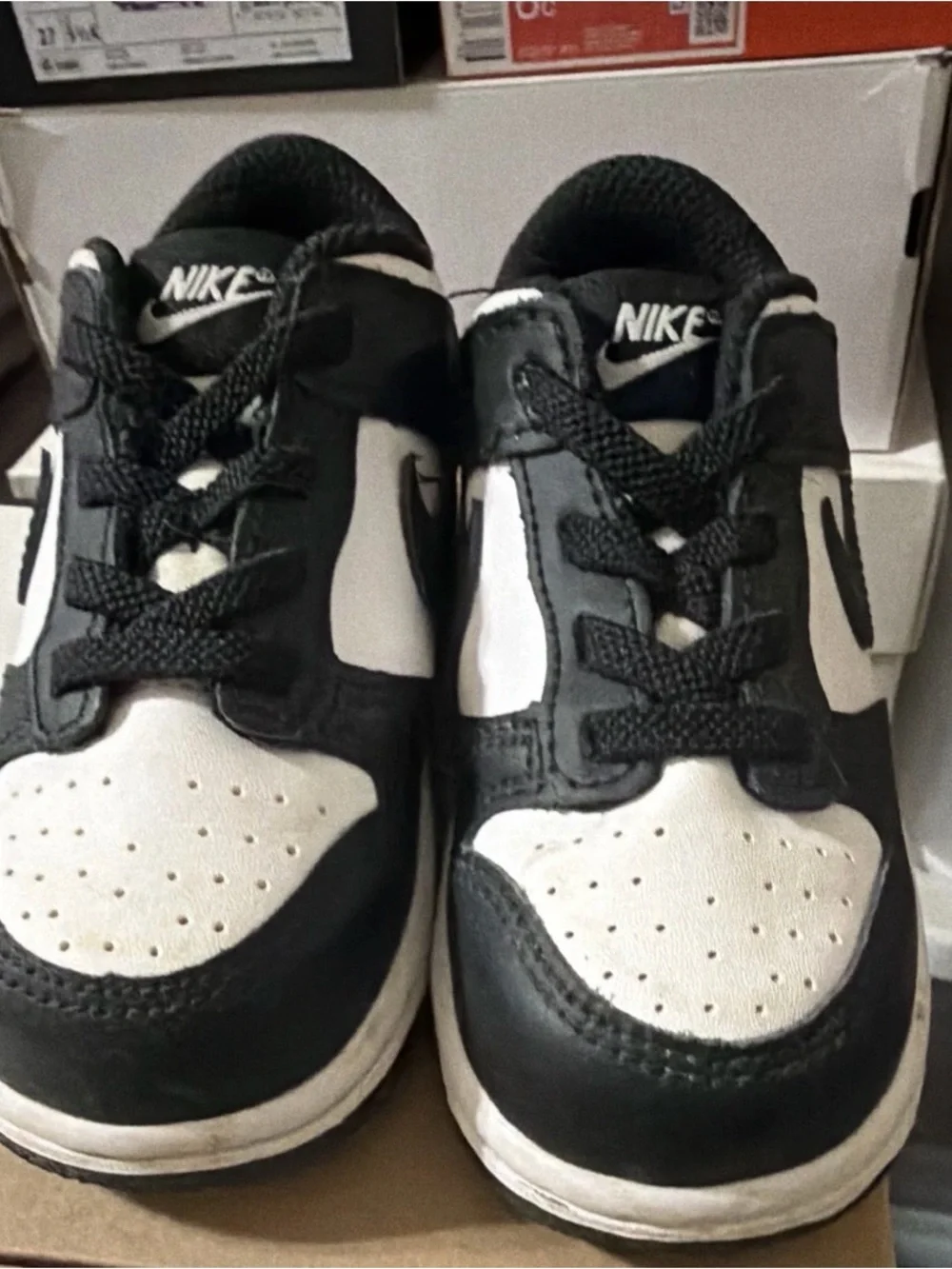 Nike Kids Black and White Low-Top Sneakers with Swoosh